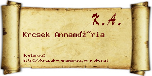 Krcsek Annamária névjegykártya